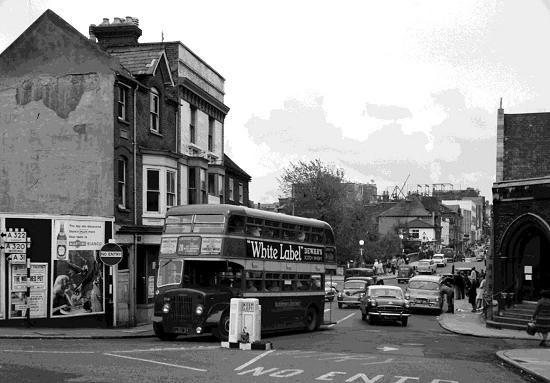 No. 20 emerging from Farnham Road Bus Station