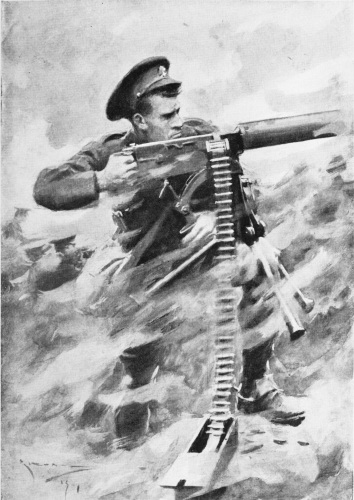 Image unavailable: [To face p. 128.


“PLANTED A MAXIM ON HIS OWN KNEES AND RATTLED INTO THE GERMANS.”